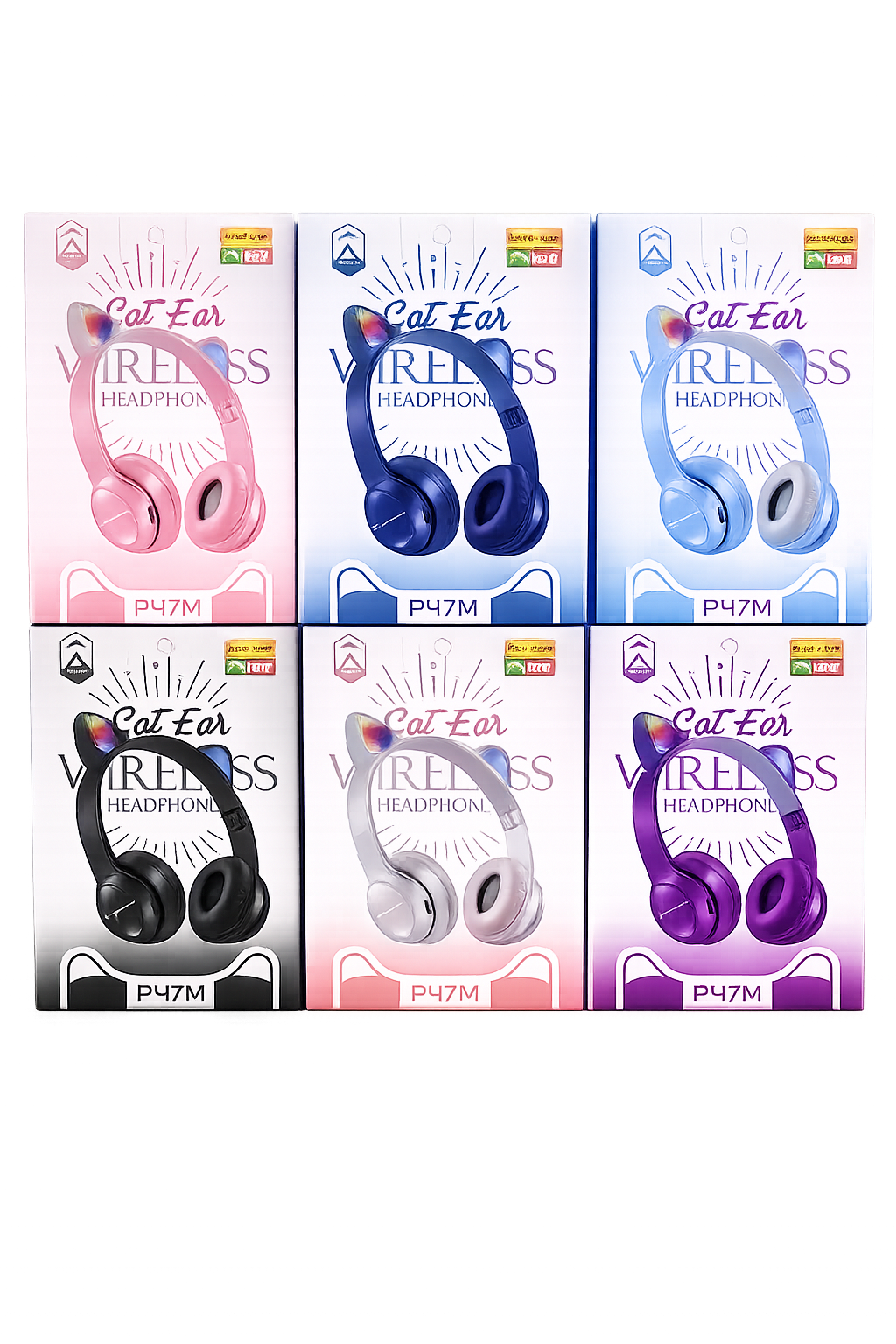 P47M Cat Ear Wireless Bluetooth Headphones – RGB LED Edition