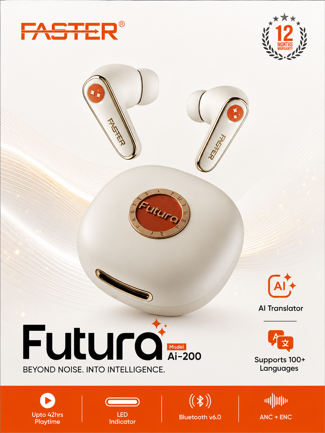 FASTER Futura AI-200 ANC+ENC True Wireless Earbuds