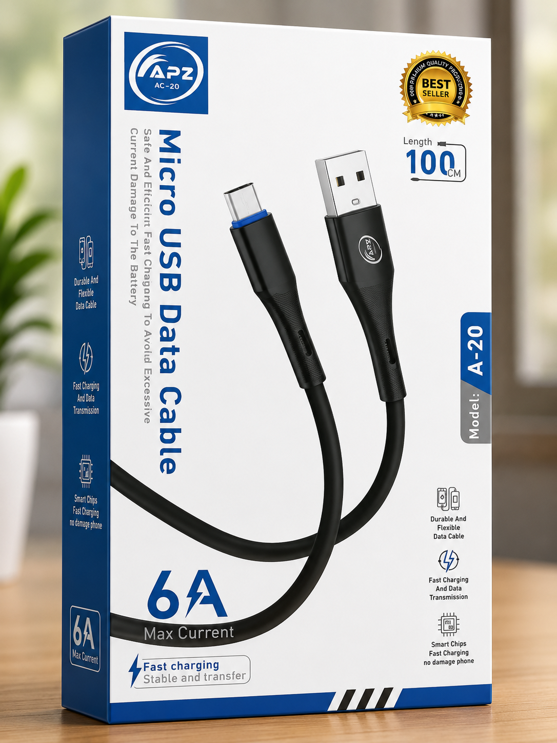 APZ A-20 Type-C Fast Charging Data Cable (6A, 1 Meter)