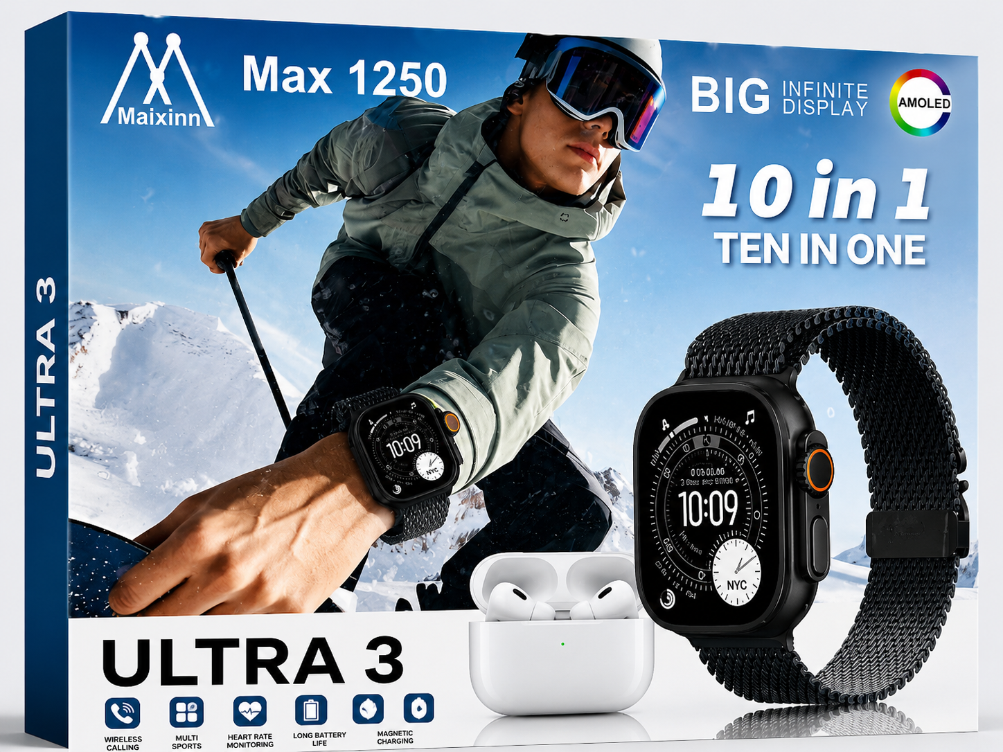 Maixinn Max 1250 Ultra 3 Smart Watch 10-in-1 Combo