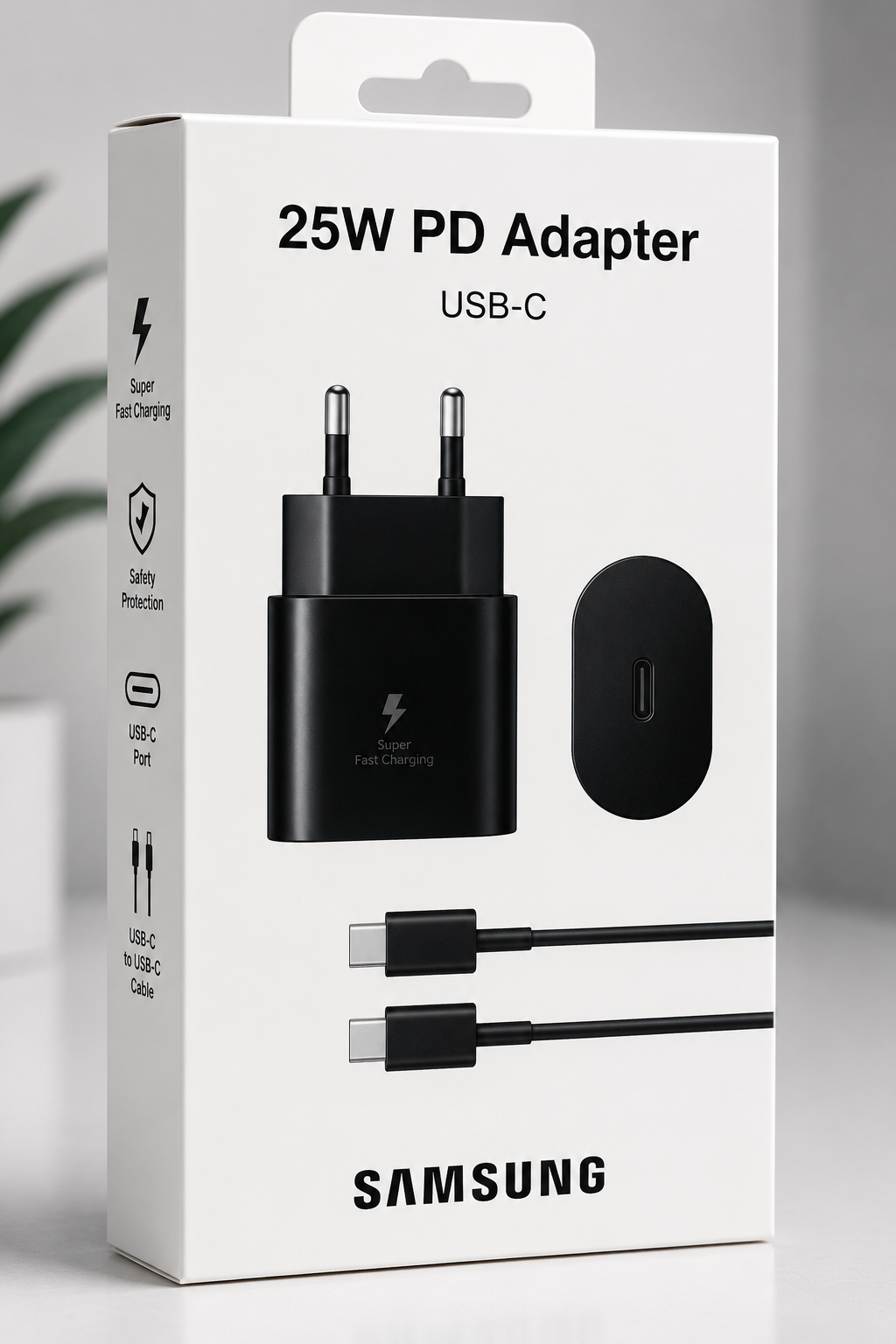 Samsung 25W USB-C PD Super Fast Charging Adapter with Type-C Cable