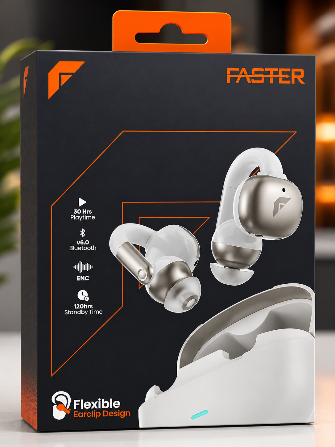FASTER Flexible Earclip Wireless Earbuds –