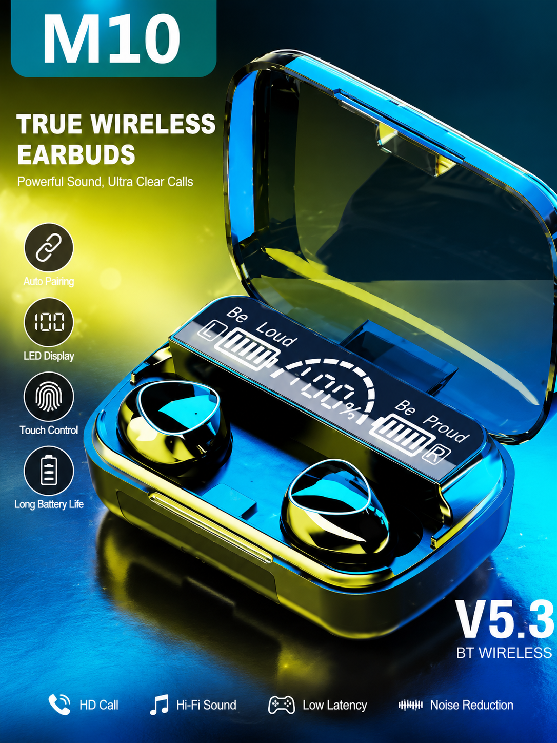 M10 TWS Wireless Bluetooth Earbuds V5.3
