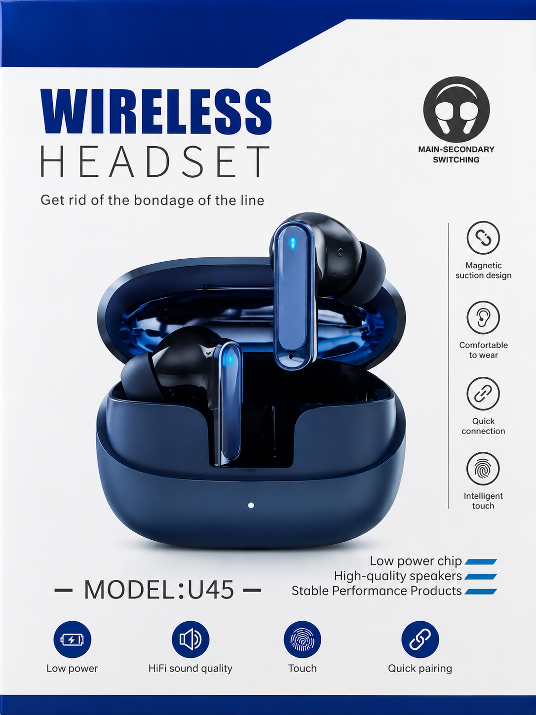 U45 True Wireless Bluetooth Earbuds