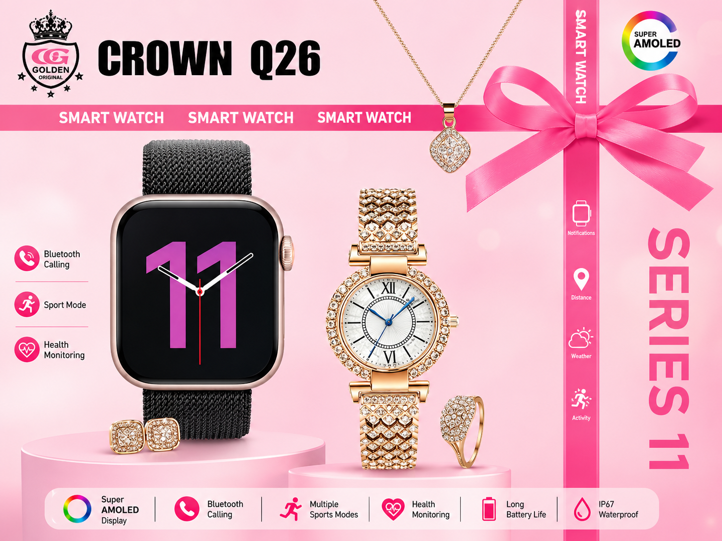 Crown Q26 Series 11 Ladies Smart Watch