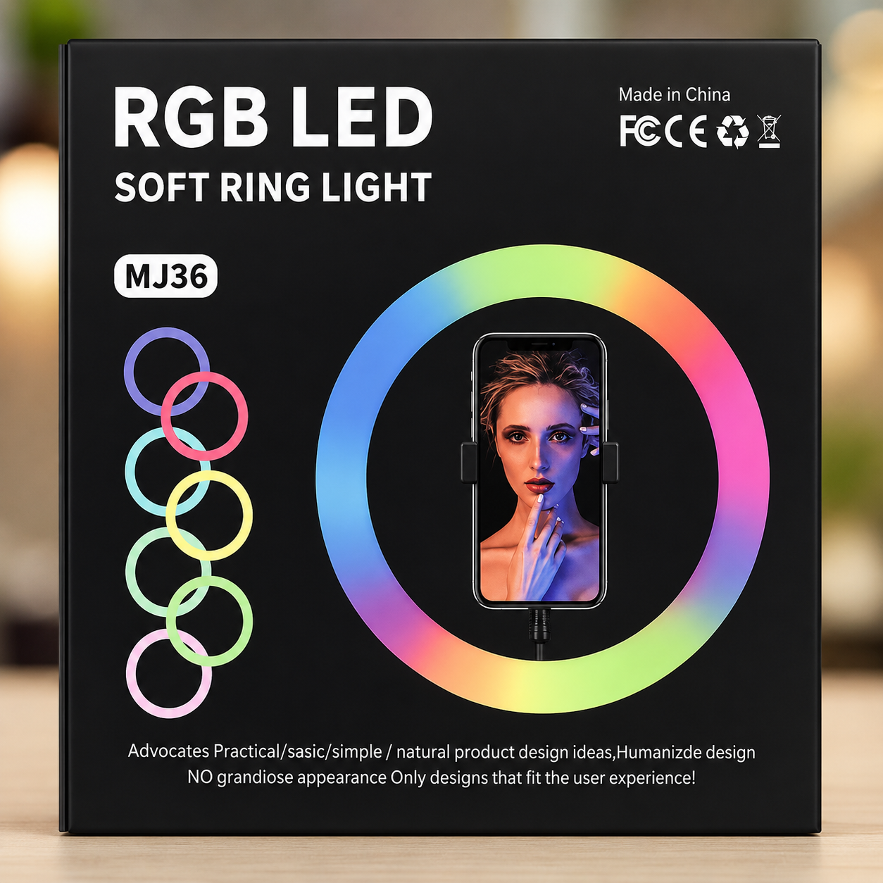 MJ36 RGB LED Soft Ring Light with Phone Holder