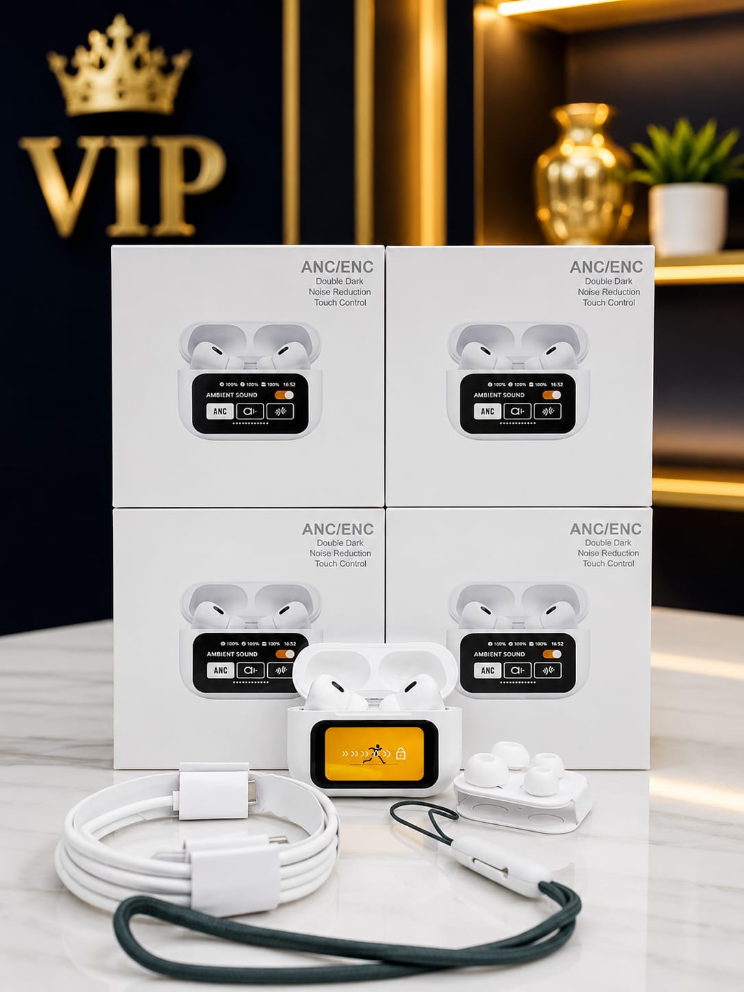 ANC/ENC Wireless Earbuds with Smart Display Case
