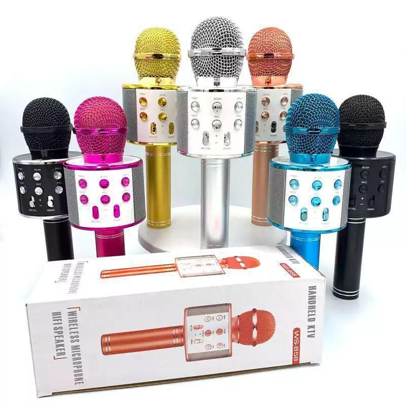 WS-858 Wireless Bluetooth Karaoke Microphone with HiFi Speaker