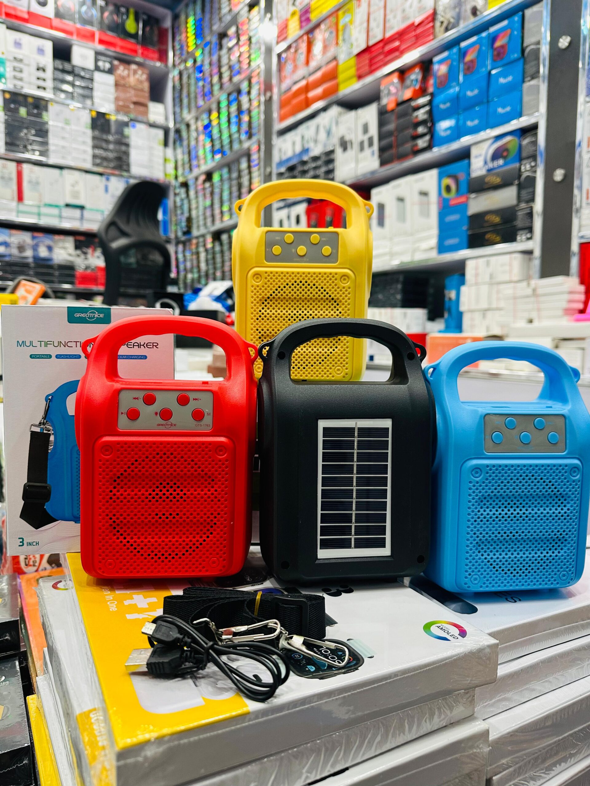 GTS-1763 Portable Bluetooth Speaker with Solar Panel, Flashlight & FM Radio – Multifunction Outdoor Speaker
