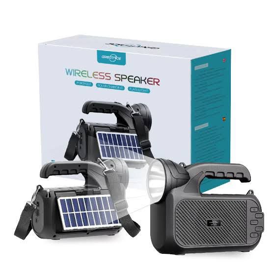 GTS Portable Solar Bluetooth Speaker with LED Flashlight – Wireless Outdoor Speaker with FM, USB & TF Card Support