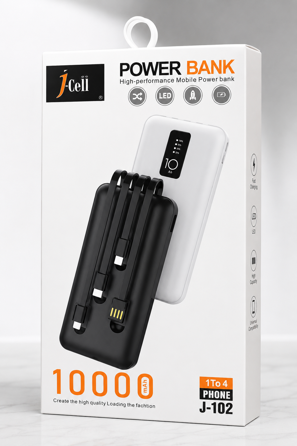 J-Cell J-102 10000mAh 4-in-1 Fast Charging Power Bank