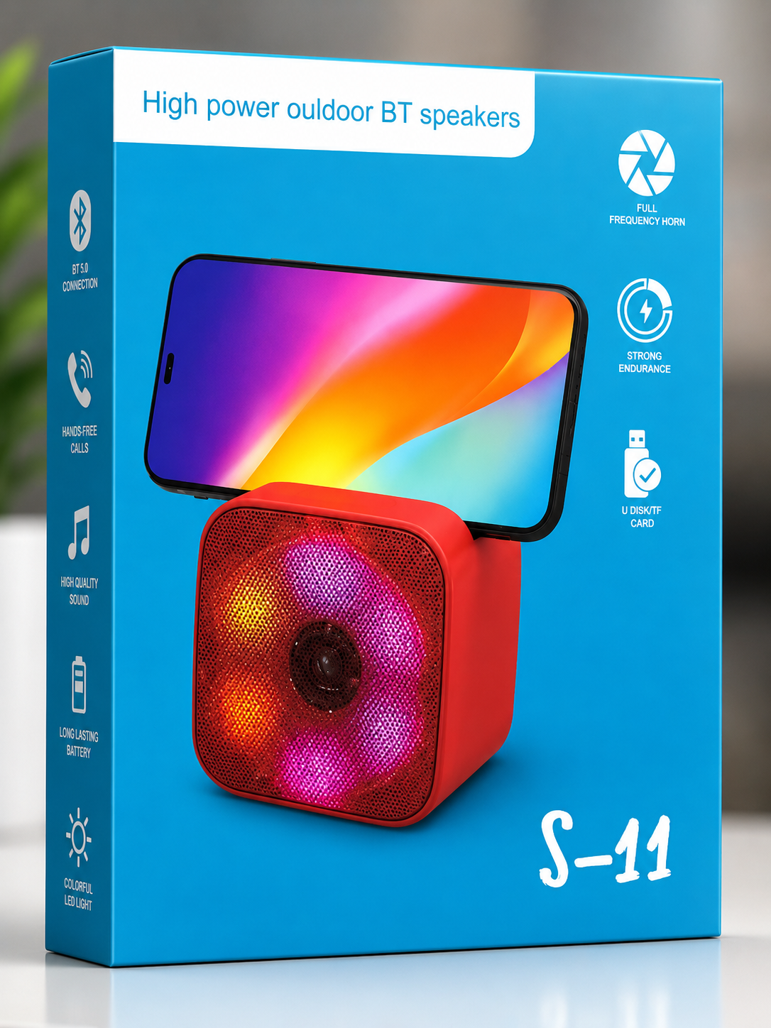 S-11 High Power Outdoor Bluetooth Mini Speaker with RGB LED Light