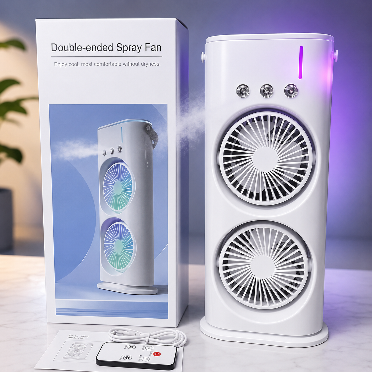 Double-Ended Spray Fan with LED Light