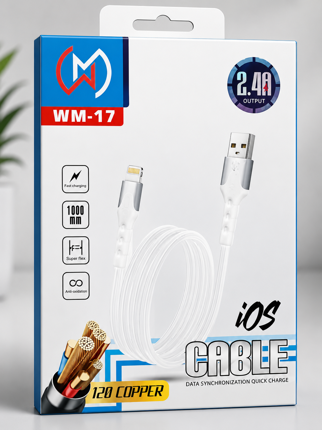 WM-17 iOS Fast Charging Lightning Cable (1 Meter, 2.4A)