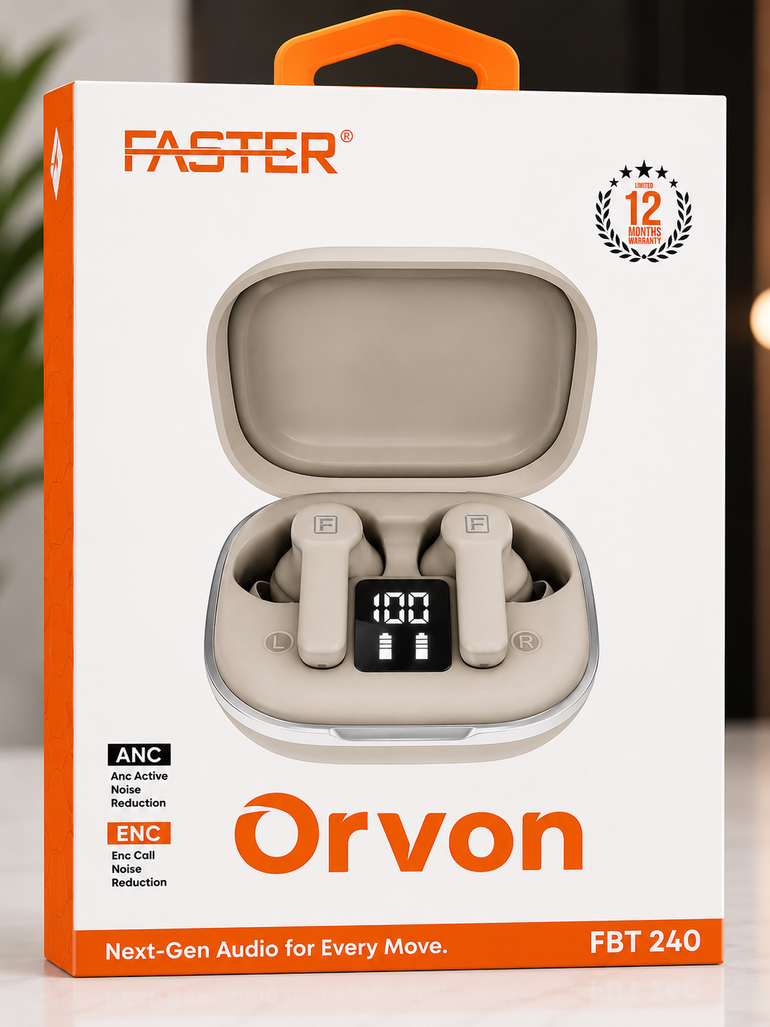 FASTER Orvon FBT-240 ANC+ENC Wireless Earbuds
